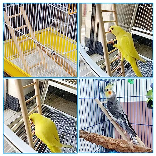 5 Pcs Wooden Bird Ladder for Parrots Cage 5 Sizes | Natural Wood Perch Stand,Parakeet Climbing Toys ,Hanging Pet Cage Accessories,Cockatoo Cockatoo Exercise Play