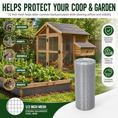 Hardware Cloth 1/4in 48inx100ft Hot Dip Galvanized 23 Gauge Chicken Wire Fencing Roll Poultry Animal Netting Cage Screen Chicken Coop Accessories Garden Plant Supports - size: 1/4'' 48'' X 100'