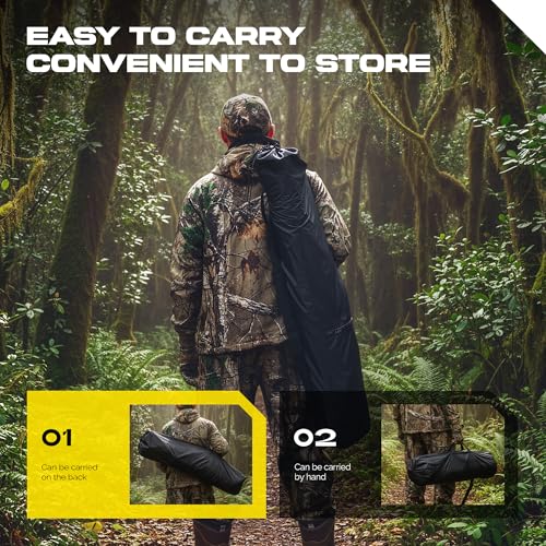 Hunting Blind, See Through Pop Up Ground Blind for Deer Hunting, Portable Camouflage Hunting Tent with Silent Sliding Windows, Durable Hunting Shelter with Carry Bag for Deer Turkey Duck - style: 288 Degre,3-4 Person