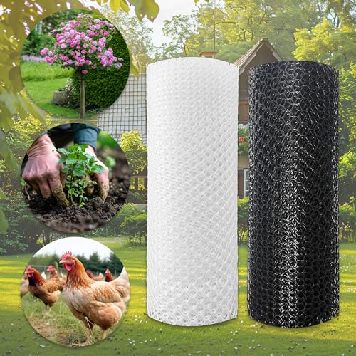 15.7IN x 33FT Black Plastic Chicken Wire mesh,with 100 Zip Ties | Ideal for decorative fences, poultry, rabbits, dogs, garden beds, balcony screens, floral guards & DIY.Easy to cut and bend - color: 33ft Black