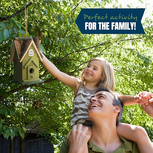 MEKKAPRO Bird House for Outside - Decorative Hanging Birdhouses for Outdoors, Birdhouse with Easy Clean Out Door, Hand-Painted Birdhouses for Chickadees, Wrens, Nuthatches, and Titmice