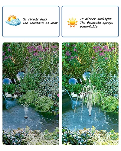 Biling 6.5W Solar Water Pump 5 Spray Patterns for Bird Bath Small Pond | Solar Fountain with Longevity Solar Panel, Dry-Run Protection, 5ft Tubing for Outdoor Garden Pond, Pool - size: 6.5W