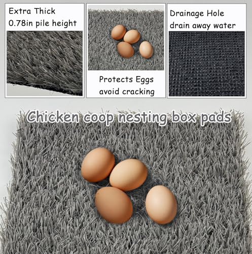 PINVNBY 4 Pcs Washable Chicken Pads for Nesting Box,Artificial Grass Mat for Chicken Coop Laying Hen Nest Bedding Fake Grass Synthetic Turf Mats for Pet Garden Lawn Indoor Outdoor(Gray) - size: 【Grey|4 PCS】