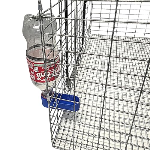 4 Pack of Blue Soda Pop Water Bottle Bird Drinker Cups & Mounting Bands with Clasp Made in Texas USA