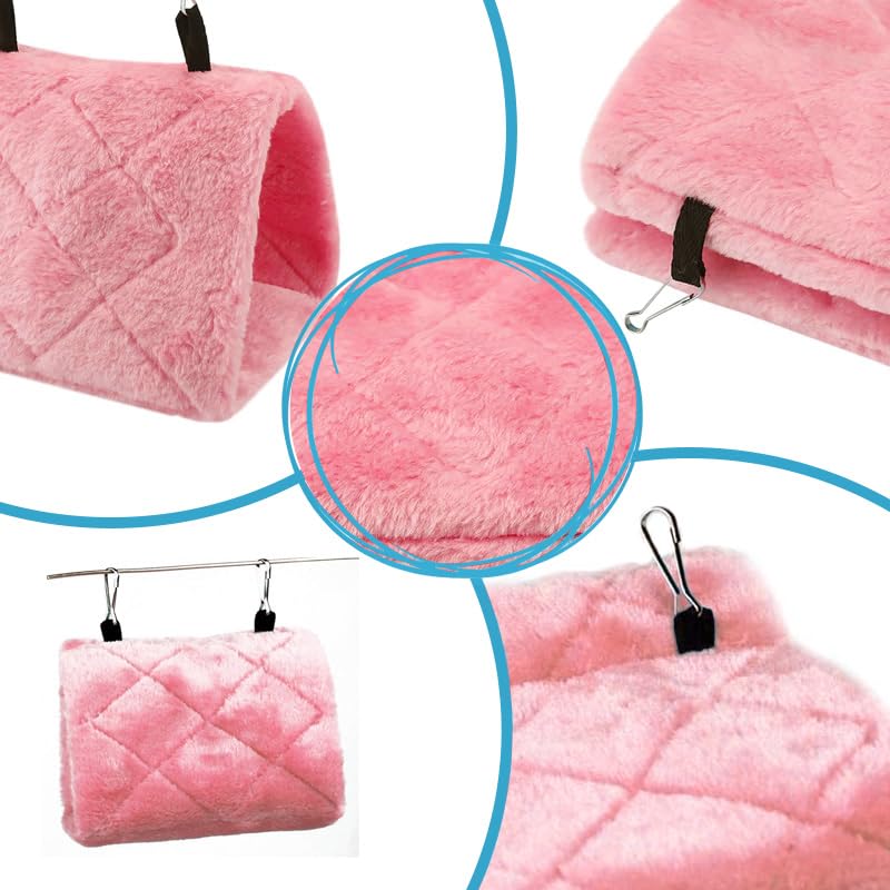 Bird Nest Snuggle Hut Soft Plush Hammock Hanging Cage Tent for Birds Parrot Winter Warm Bed Pet Toy for Hamster Parrot Macaw Budgies Eclectus Parakeet Cockatiels Cockatoo Lovebird (Pink) - color: Pink