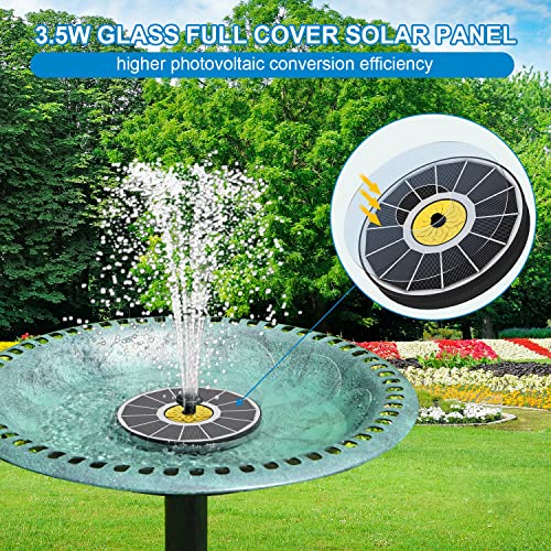 Yzert Solar Fountain for Bird Bath, 3.5W Upgraded Solar Bird Bath Fountains with 4 Fixed Pipes 7 Nozzles No Battery, Solar Fountain Pump for Bird Bath Outdoor(White) - color: White