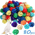 Sumind 80 Pieces Parrot Toy 1.2 Inch Wicker Rattan Balls Wooden Blocks Bird Chewing Toys Mini Wood Chips Pet Parrot Cage Accessories for DIY Playing Chewing Shredding Mixed Bird Toys, Random Color - style: Rattan Balls