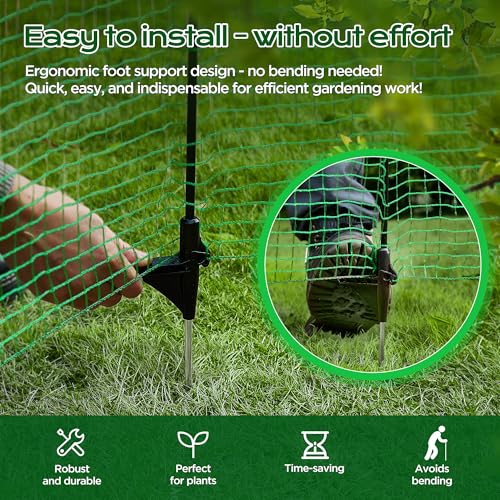 HIDALIFE Temporary Fence with Posts,3‘x50‘ Safety Barrier for Dog Snow Plastic Mesh Fencing with Fiberglass Stake Windbreak Rope,Movable Fencing Roll for Garden Backyard Outdoor Animal Protect - size: 3'x50'