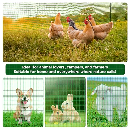 Temporary Fence with Posts,4'x50' Safety Barrier for Dog Snow Plastic Mesh Fencing with Fiberglass Stake Windbreak Rope,Movable Fencing Roll for Garden Backyard Outdoor Animal Protect - size: 4'x50'