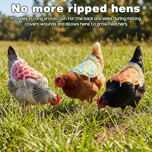 3 Pcs Waterproof Chicken Saddles for Hens for Protection,Elastic | Chicken Saddles, Breathable Poultry Feather Chicken Back Protector for Small Medium Large Hens(Orange,Pineapple,Strawberry)