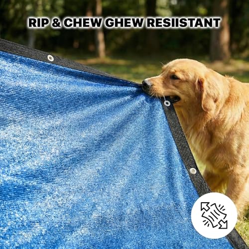 Amgo 90% UV Block Sun Shade Cloth for Dog Kennel Cover, 2' x 3' Blue Pet Playpen Sunshade with Grommets, Durable Mesh Tarp for Crate, Patio, Stable,Chicken Coop & Outdoor Privacy Screen. - color: Blue, size: 2' x 3' Custom Size