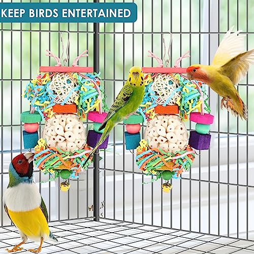BBjinronjy Bird Toys,2PCS Hanging Natural Soft Sola Ball Beak Chew Shred Forage Toys for Parrots,Cockatiel,Conure,Love Birds,Parakeets,Budgie and Other Small Birds - size: Medium B