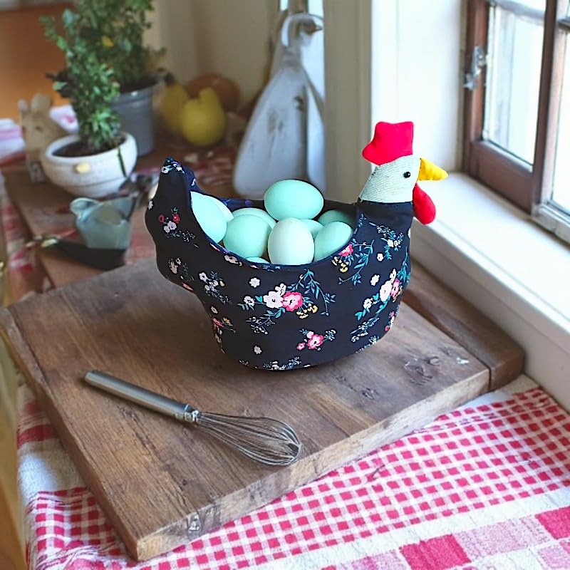 Handmade fabric egg collection basketChicken/Rooster/Hen/Farmhouse,Chicken lovers basket,fruit basket/ice cream bowl cozy/Valentine Day/Easter/Mother/Fathers Day gift - style: Modern