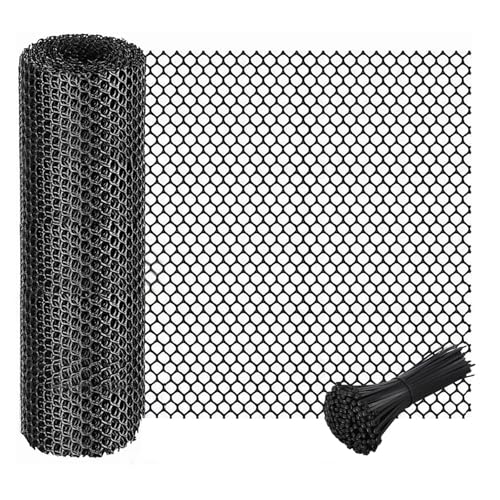 Plastic Chicken Wire Mesh Fence Roll, GENNIZZ 15.7IN x 16.4FT Rigid Plastic Fencing & Netting for Garden, Dog Cat Balcony Barrier (0.4m x 5m) - size: 15.7IN x 16.4FT