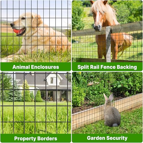 4ft x 50ft Black Vinyl Coated Welded Wire Fence | Heavy Duty Garden Fencing, Chicken Coop Poultry Run, Dog Fence & Garden Protector for Vegetables - size: 4 ft X 50 ft