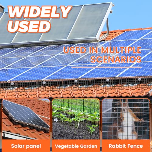 Solar Panel Bird Guard with 60 PCS Clips, 6in x 100ft Solar Systems Mesh | PVC Coated Pigeon Netting, Critter Guard for Squirrel Rodent Protection Rooftop Roof Protection Bird Netting