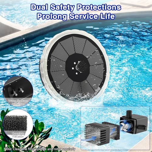 SZMP Solar Fountain, 4W Solar Powered Bird Bath Fountains with 4000 Battery, Color LED Lights, Outdoor Water Feature Fountain Pump with 7 Nozzle and 4 Fixers for Garden, Patio, Pond, and Pool