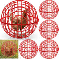 Leinuosen 4 Pack Chicken Ball Cage Movable Mesh Rabbit Coops Plastic Detachable Rolling Safety Hutch Prevents Dog Bites Horse Trampling for Bird Duck Outdoor(Red) - color: Red
