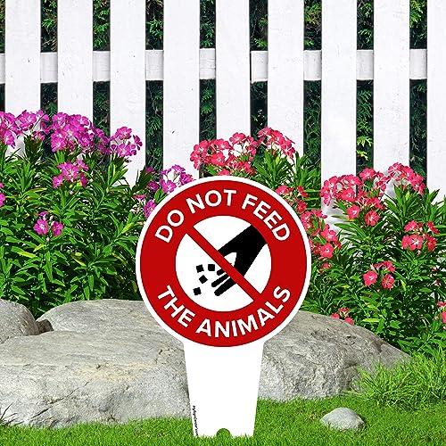 Do Not Feed the Animals Sign, 7"x13", Heavy Duty Integrated Ground Stakes, Indoor/Outdoor Use, Rust Free Aluminum Composite, Made in USA by My Sign center - color: Animals, size: 7"x13"