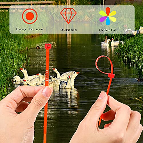 Shappy 120 Pcs Chicken Leg Bands 6 Color Adjustable Poultry Identification Rings, Numbered 1-120 Self-Locking Ankle Rings for Chicken, Turkey, Duck, Goose, Bulk for Farm Management Wire Organizing
