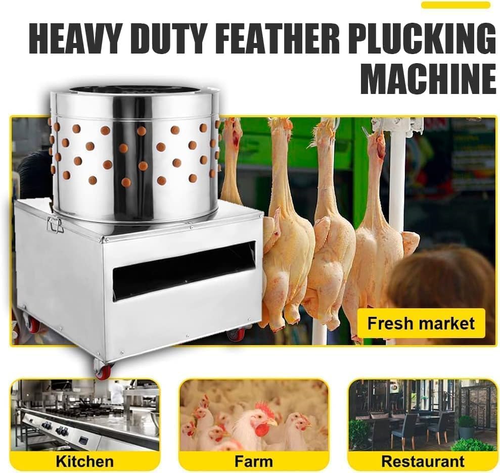 Torin 31.4'' Stainless Steel Chicken Plucker Machine | Fowl Food Processor Electric, Plucking Machine De-Feather 110V 3000W 245R/min