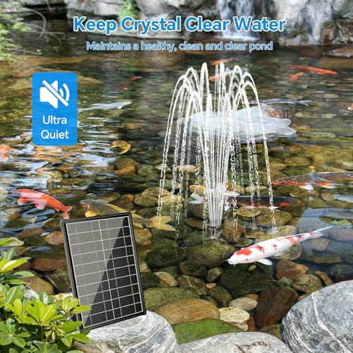 Solar Fountain Pump with Pond Filter Kit Built-in 3000mAh Battery Backup, 8W Solar Water Fountain Pump, Pond Filters for Outdoor Ponds Bird Baths DIY Water Feature - size: 8W Fountain with Pond Filter