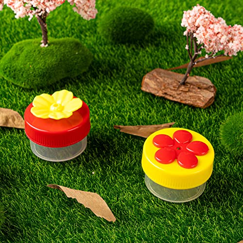 Hand Hummingbird Feeder, 4Pcs Mini Flower Hand Held Hummingbird Feeder with 4Pcs Cleaning Brush, Window Humming Wild Bird Feeders for Outdoor Supplies