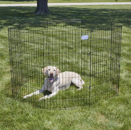 MidWest 42-Inch Exercise Pen, No Door, 16 Sq Ft Play Area | for Indoor and Outdoor Use, No Door Design for Maximum Security, Easy to Set Up, Foldable Playpen - color: Black No Door, size: 42" H