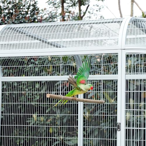 Wonline Large Walk-in Bird Cage Aviary, White | Extra-large outdoor cage for macaws, cockatoos, parrots, canaries. Double doors, 86.5"L×60.5"W×80.4"H - color: White