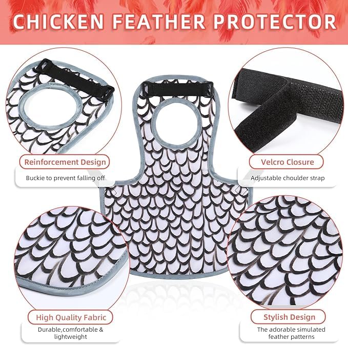 Chicken Saddles for hens, Chicken Hen Mating Saddle | Chicken Apron Back Protector for Hens With Adjustable Strap - color: White