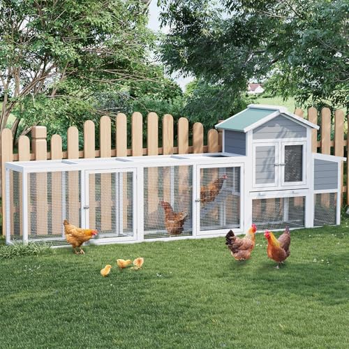 122" Large Chicken Coop with Run, Wooden Hen House for Chickens, Poultry Cage Rabbit Hutch Duck House, Nesting Box Sloped Asphalt Roof