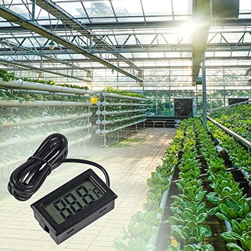 AITRIP 6-Pack TPM-10 Fahrenheit(℉) Digital Thermometer Wired for Car Greenhouse Indicator Indoor Room Freezer Refrigerator Aquarium with 1M Waterproof NTC Probe (Black)