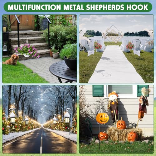 Hicarer 12 Pcs Shepherds Hooks for Outdoor 35 Inch 1/3 Bird Feeder Pole Rust Resistant Steel Shepard Hooks for Wedding Garden Bird Feeders Hanging Lanterns Solar Outdoor Lights - size: 35 Inch