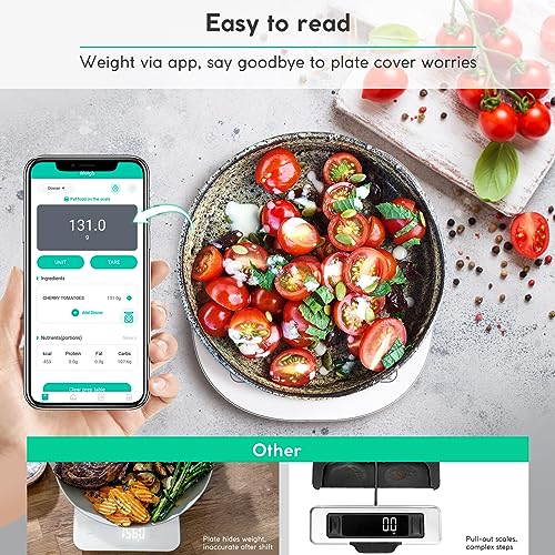 Arboleaf Smart Food Scale, Kitchen Scale with Nutritional Calculator | USB Rechargeable, food scales for kitchen with App for Macro, Keto, Calorie, Cooking, Grams and Ounces, 0.1oz/0.5g, White - color: White