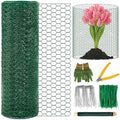 Convivium Plant Protectors from Animals, 0.8mm Free-Cut Green Chicken Wire Mesh, PVC Coated Tree Trunk Guard & Garden Fence for Outdoor Plants with Zip Ties, Stakes, Pliers, Gloves（33Ft*16In） - size: 33Ft*16In