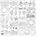 Whaline 5 Sheets Wildflower Clear Stamps Floral Leaves Butterfly Silicone Transparent Stamps for DIY Craft Card Making Scrapbooking Embossing Album Decor - style: Wildflower