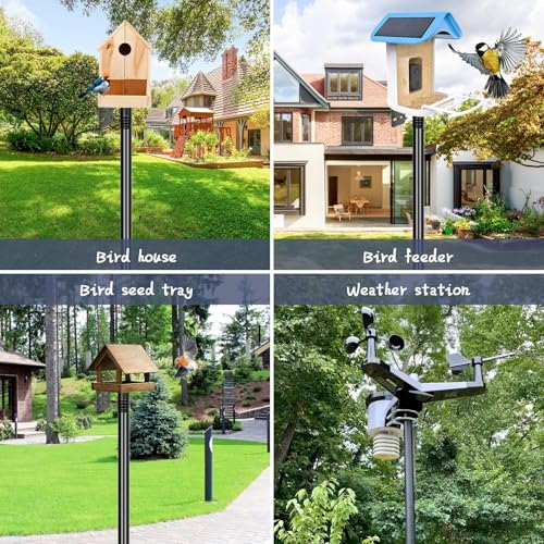 Gtongoko Smart Bird Feeder Pole 1-Inch Dia 2 Pack 79 Inch Bluebird House Pole for Outdoors Weather Station Heavy Duty Metal Mounting Kit Adjustable Bird Feeder Stand Black - color: 79 Inch 2PC