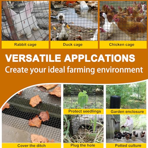 Black Hardware Cloth 1inx48inx100ft, Chicken Wire Fencing, 17 Gauge, Vinyl PVC Coated Mesh, Welded Wire mesh, Perfect for Gopher Wire, Rodent Mesh, Tree Guard, Chicken Coop - size: 1inx48inx100ft