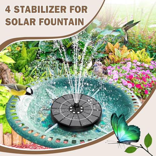 Yzert Solar Fountain for Bird Bath Colorful Lights Automatic Cycle 3.5W Solar Water Fountain Outdoor Garden 2200mAh Battery