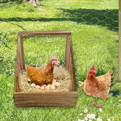Wooden Chicken Nesting Box,Single Compartment Chickens Nest Box Easy Assembly Large Duty Hen Egg Laying Boxes Chicken Coop Accessories for Hens Ducks Poultry Farm