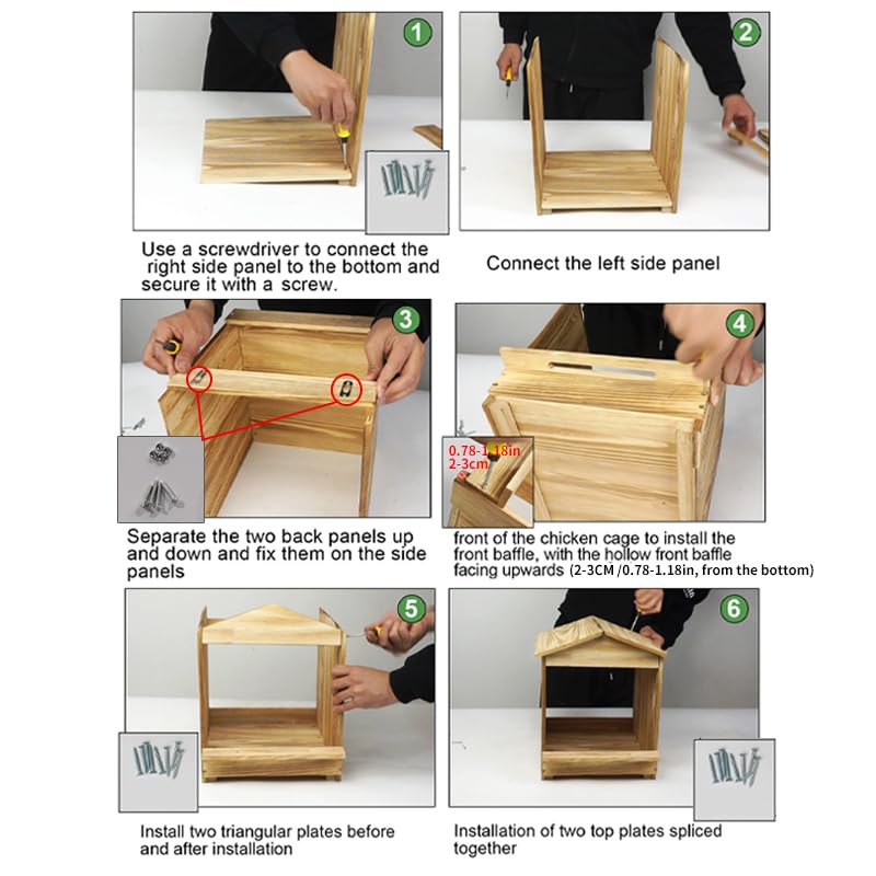 Wooden Chicken Nesting 32x29x38cm Portable Chicken Coop with Detachable Ramp, Indoor/Outdoor Hen House for Egg Laying - Can be Wall-Mounted or Ground Use, Easy Clean Poultry Supplies for Backyard Farm - size: 12.6"L x 11.8"W x 15.0"H