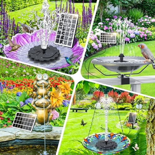 SZMP 3.5W Solar Fountain Pump, All-Glass Panel Solar Water Pump Kit with Stake & 4 Anti-Drift Rods, 9.8FT Cable 8 Nozzles for Bird Bath, Garden, Backyard, Fish Tank