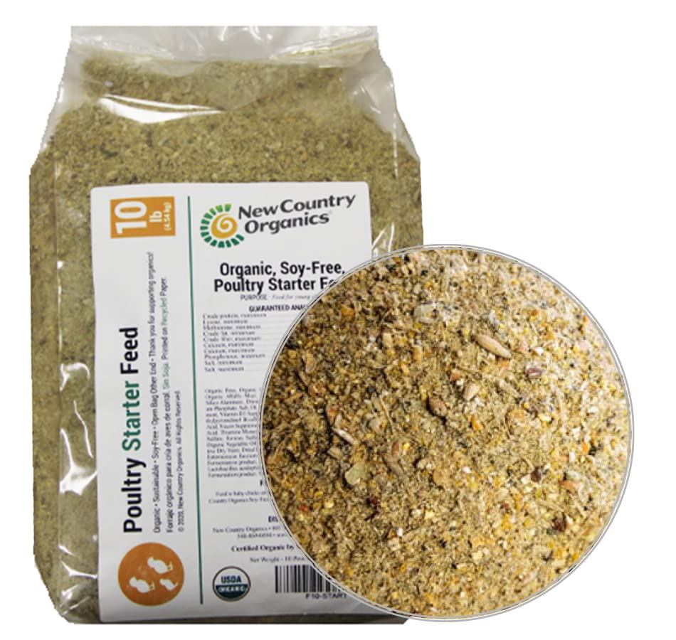 New Country Organics | Starter Feed for Baby Chicks | Soy-Free | 21% Protein | Certified Organic and Non-GMO | 10 Lbs - size: 10 Pound (Pack of 1)