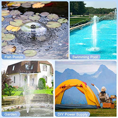 Antfraer 25W Solar Pond Pump, Solar Water Fountain Pump with 320GPH Adjustable Flow, Solar Water Pump with 7 Nozzles, 6.6ft Tubing, Dry Run Protection for Garden, Ponds, Waterfall, Fountain - style: 25W