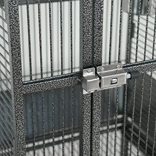 61 inch Iron Bird Cage, Play Top Parrot Cage with Rolling Stand for Parrot Cockatiels Parakeet Cage Macaw Finch Cockatoo Perch Pet House, Black - size: 25.6"L x 25.6"W x 61.0"H
