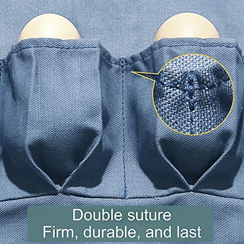 Egg Collecting Apron with 18 Pockets for Gathering Chicken, Duck, Goose Eggs, Chicken Egg Apron, Chicken Gift for Mums & Friends, Chicken Coop Accessories, Blue 21inch