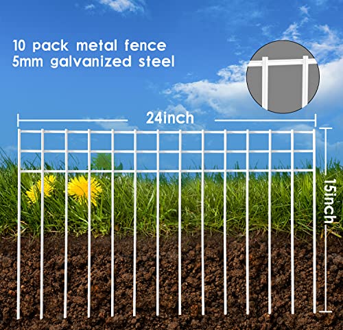 24x15-inch No Dig Animal Barrier Fence, 10 Pack White Dig Protective Fence with 1.5 inch Spike spacing, Dog/Rabbit/Groundhog Underground Defence, for Outdoor Garden Patio - size: 10 pack 24x15-inch white