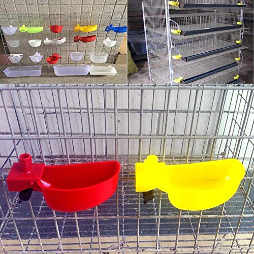 12Pcs Quail Water Cups Pigeon Automatic Bird Waterer for Cage Hang Drinker Breeding Poultry Drinking Bowls(Red) - color: Red