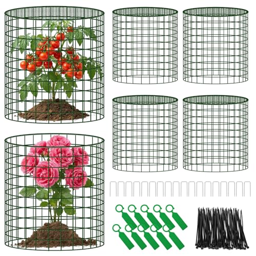 Convivium Plant Protectors from Animals 6 Packs, 13 x 12 in Metal Chicken Wire Cloche Plant Cages for Outdoor Plants, Garden Fencing Animal Barrier with Detachable Dome Lid, Stakes & Zip Ties