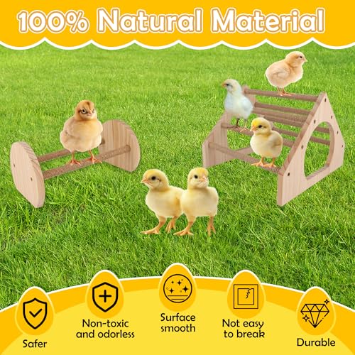 2P Wood Chick Perch Stand, Chick Roosting Bar for Brooder with Rope | Update Rope Pole, 100% Natural Material, 9 Roosting Bars, With Holes, Easy to Install, For Professional Farms, Coops & Home